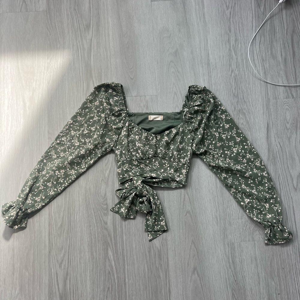 Altar'd State Green Floral Blouse